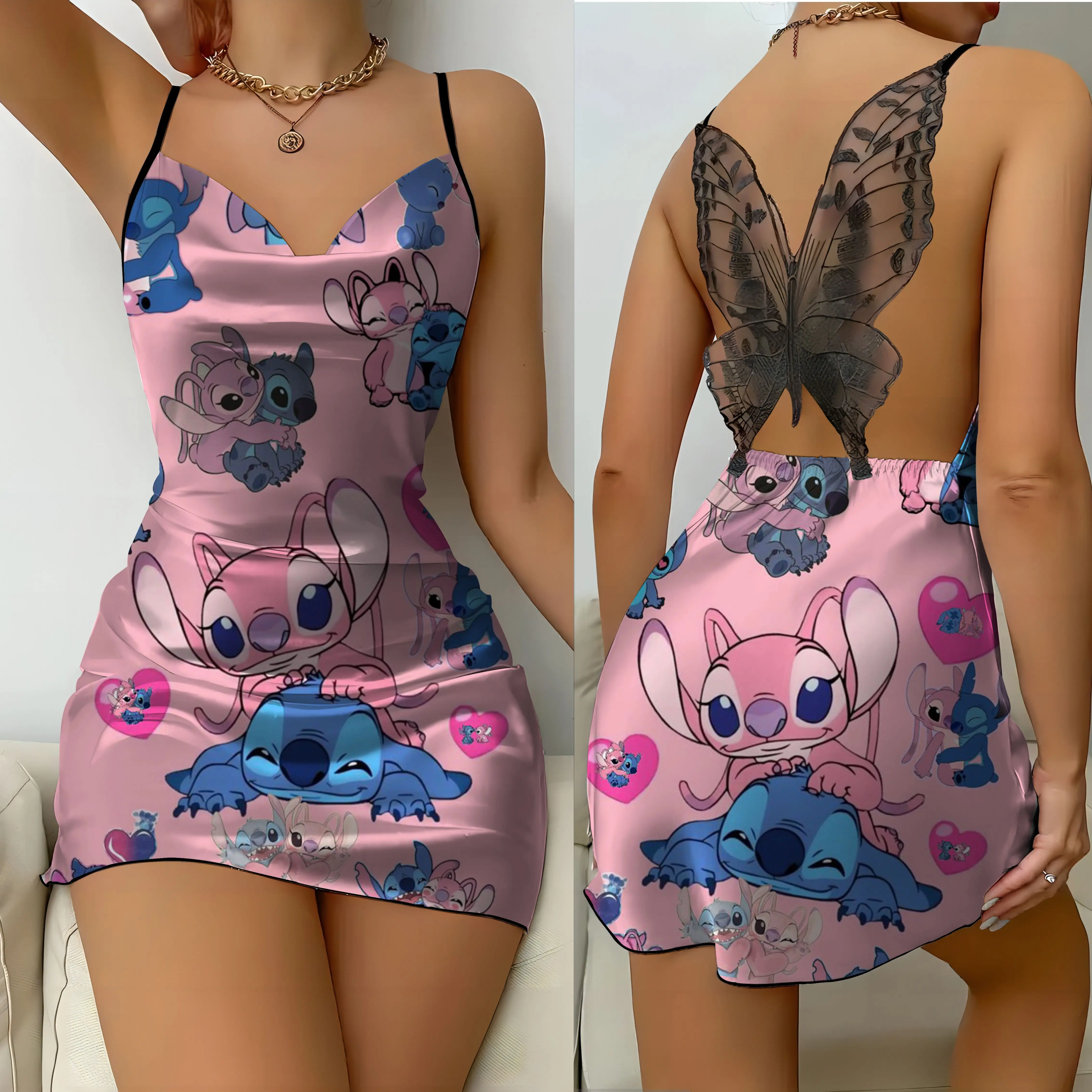 Пикантные платья мини-платье пижама юбка диснеевские атласные Модные женские