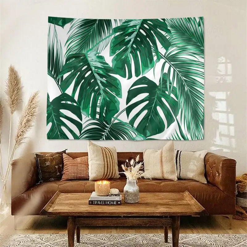 Тропический гобелен с изображение листьев Художественная печать дешевый хиппи