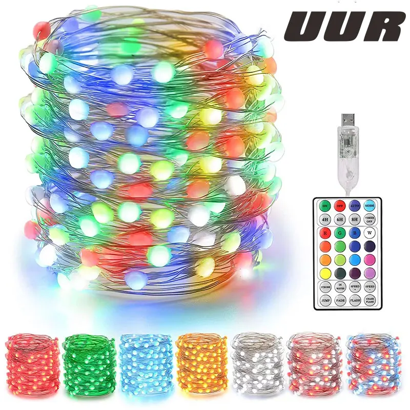 

LED Strip Fairy Copper String Lights With Remote Controller Twinkle Star Christmas Party Wedding Home Garden Wall Decorations