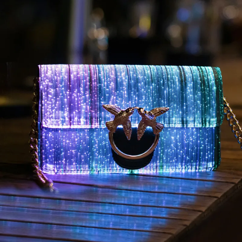 

Женские сумки со светодиодный Ной подсветкой, светящиеся сумки через плечо на цепочке, дамские сумочки с USB-зарядкой, сумки на плечо, мессенд...