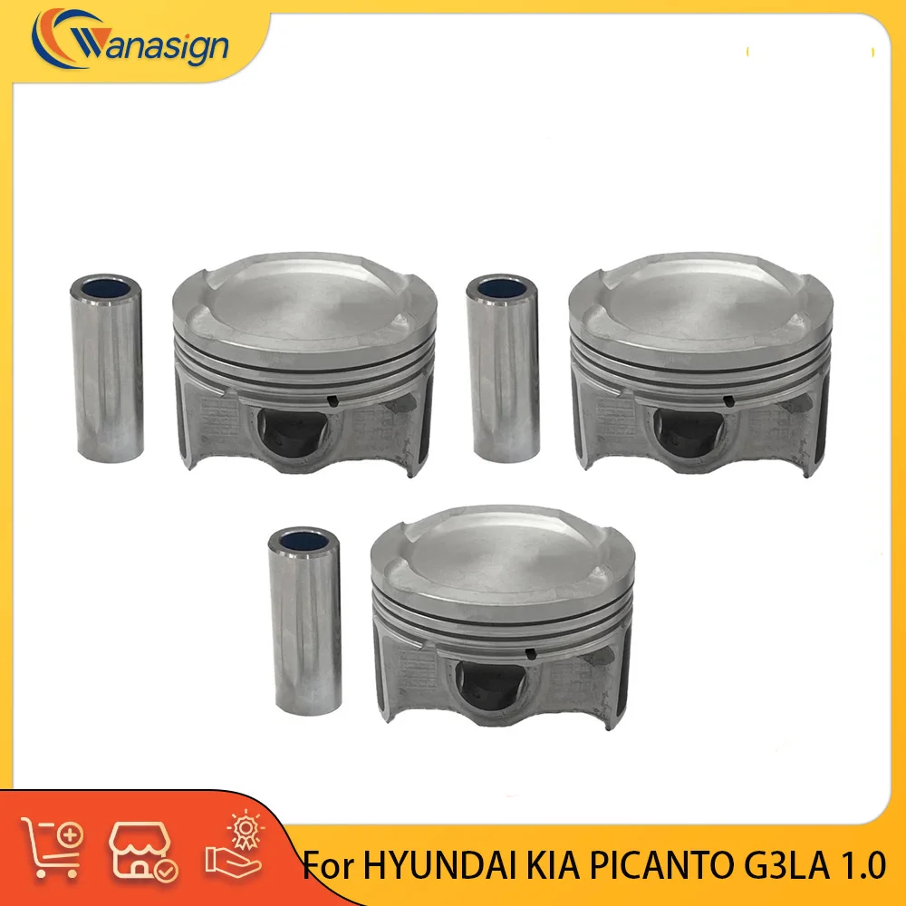 Фото Комплект поршней и поршневых колец для двигателя 1.0L L3 Gas G3LA для HYUNDAI KIA PICANTO 1.0L 23041-04000 №1