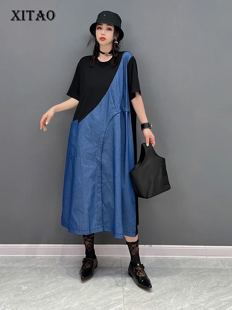 

XITAO Pleated Dress Fashion Patchwork Small Fresh Pullover Goddess Fan Casual Style Loose 2022 Elegant Minority Dress WMD7013