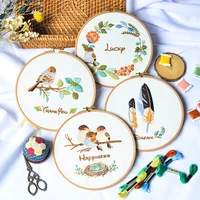bird feather cartoon embroidery diy material bag cross embroidery kit entry beginner art fresh home decorative hanging pictures