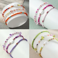 boho strand bracelets gift for women designer charms in bulk wrap white pearl small fresh pastoral style mixed color rice bead