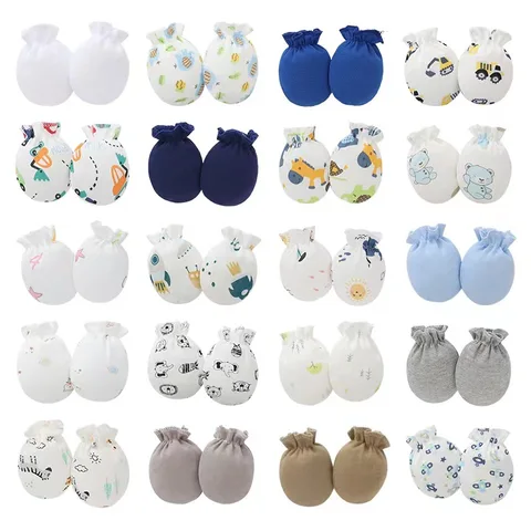 Перчатки для новорожденных, 100% хлопок, от 0 до 3 месяцев, 5 пар, перчатка для младенца s, перчатка для младенца для новорожденных