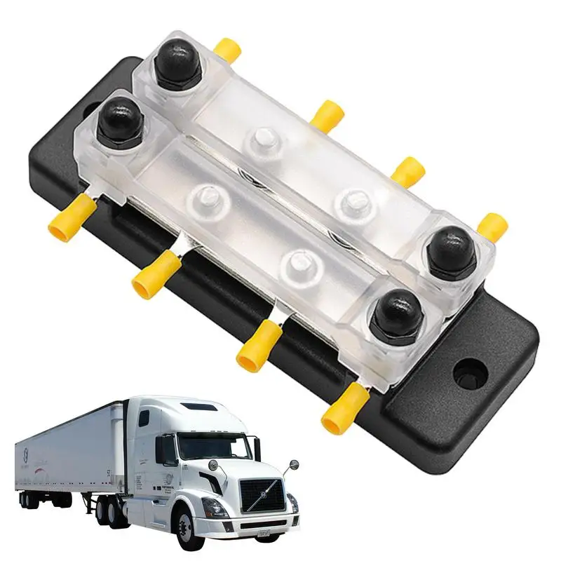 

150A Busbar DualBus With Dust-proof Cover 48V DC Busbar Box With 8 O-terminal Rv1.25-6 For Truck Automobile