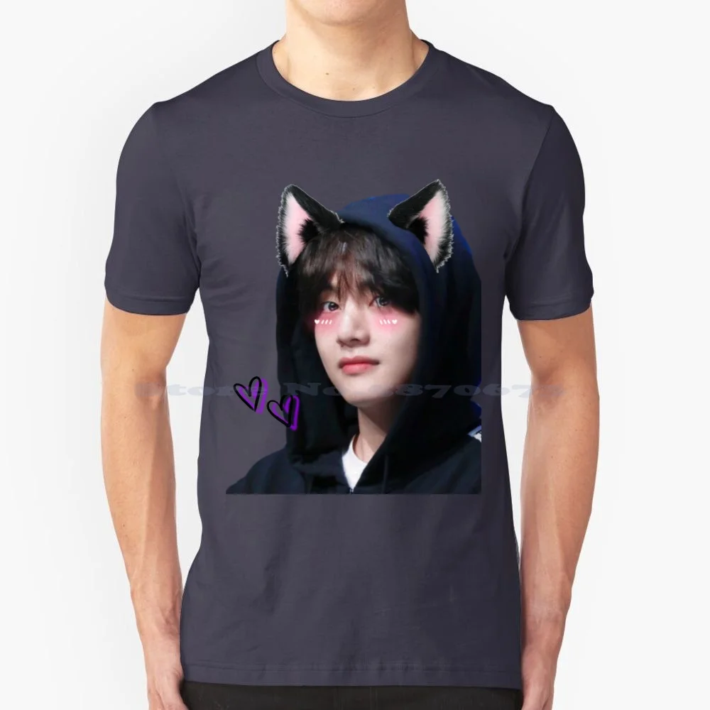 Taehyung ( ) Футболка 100% хлопок Cat Cute