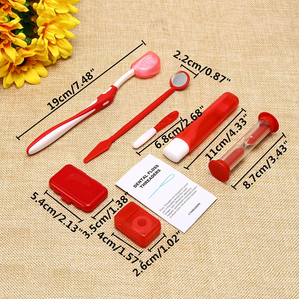 

5Sets Orthodontic Oral Care Kit Tooth Brush Mouth Mirror Interdental Brush Dental Floss Oral Cleaning Tool Teeth Whitening Suit