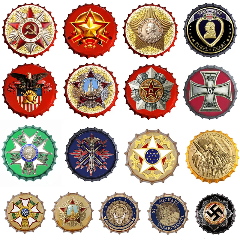 

New Creative Medal Hanging Ornament Art Craft Metal Beer Bottle Cap Sign Medal of Honor Tin Sign Plaque Bar Pub Cafe Wall Decor