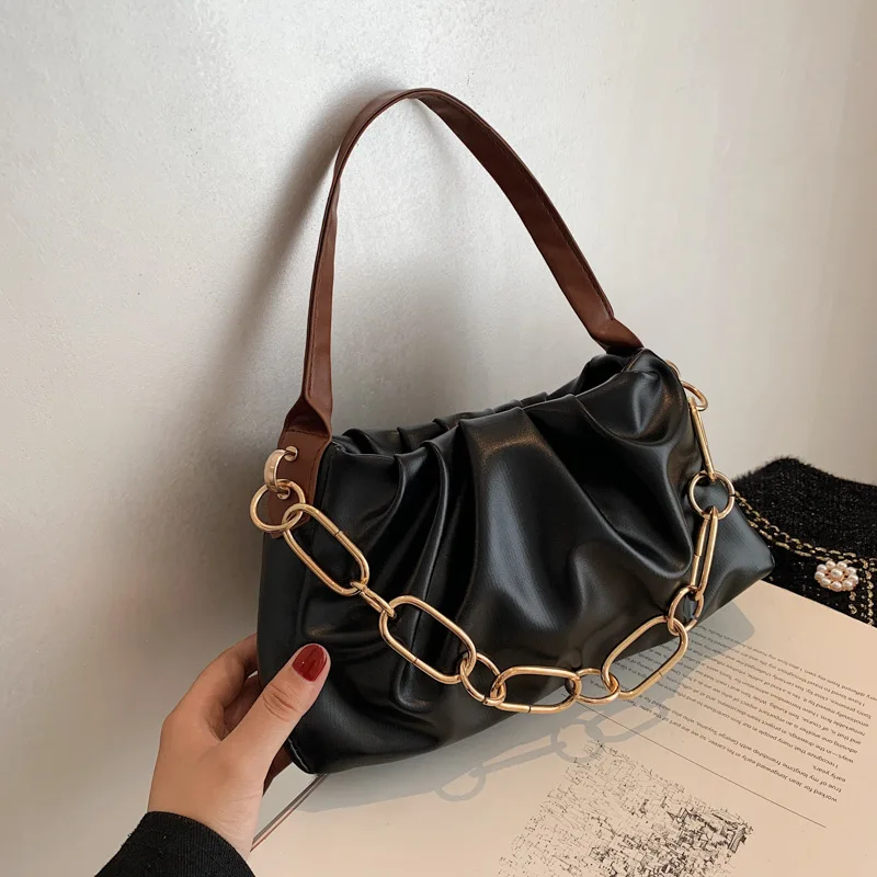 

JOY JOY Women's Bag Fold Contrast Color Chain Handbag New Fashion One Shoulder Messenger Bag Women