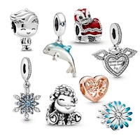 ocean blue charms plata de ley 925 leaping dolphin mermaid tail charms fit for pandora original bracelet diy jewelry making