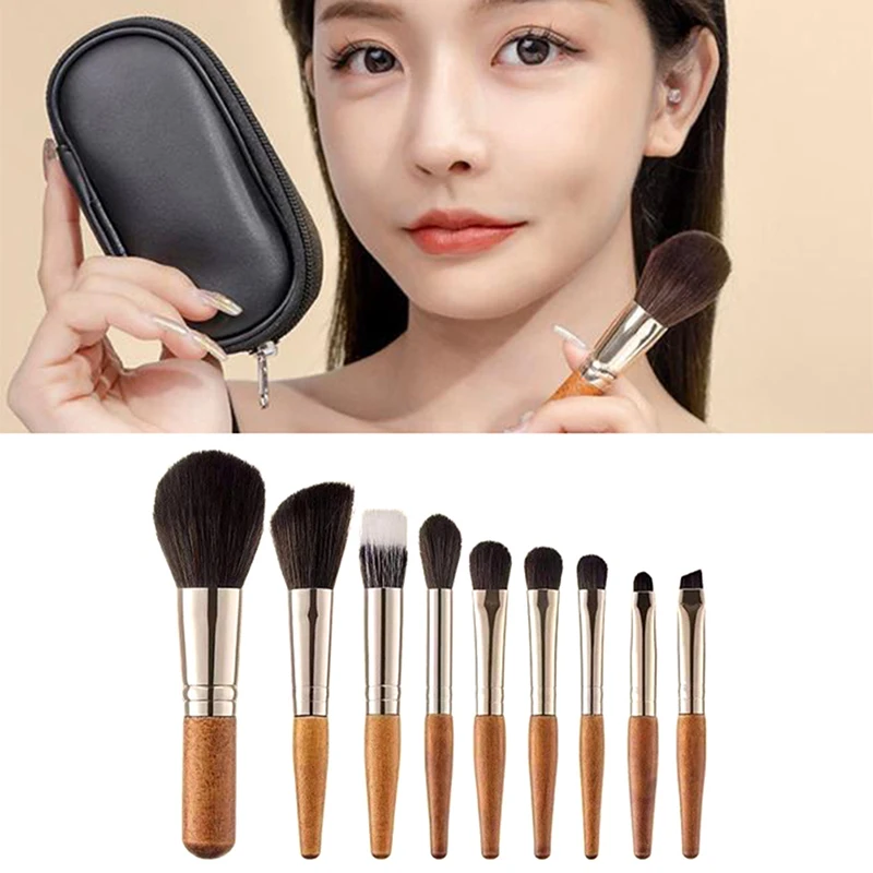 

9pcs Protable Mini Makeup Brush Set Travel Cosmetic Brushes Kit Eyeshadow Foundation Powder Brushes Beauty Makeup Tools