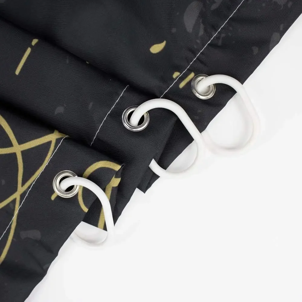 Занавеска для душа с черными летучими мышами тыквами и фонарями