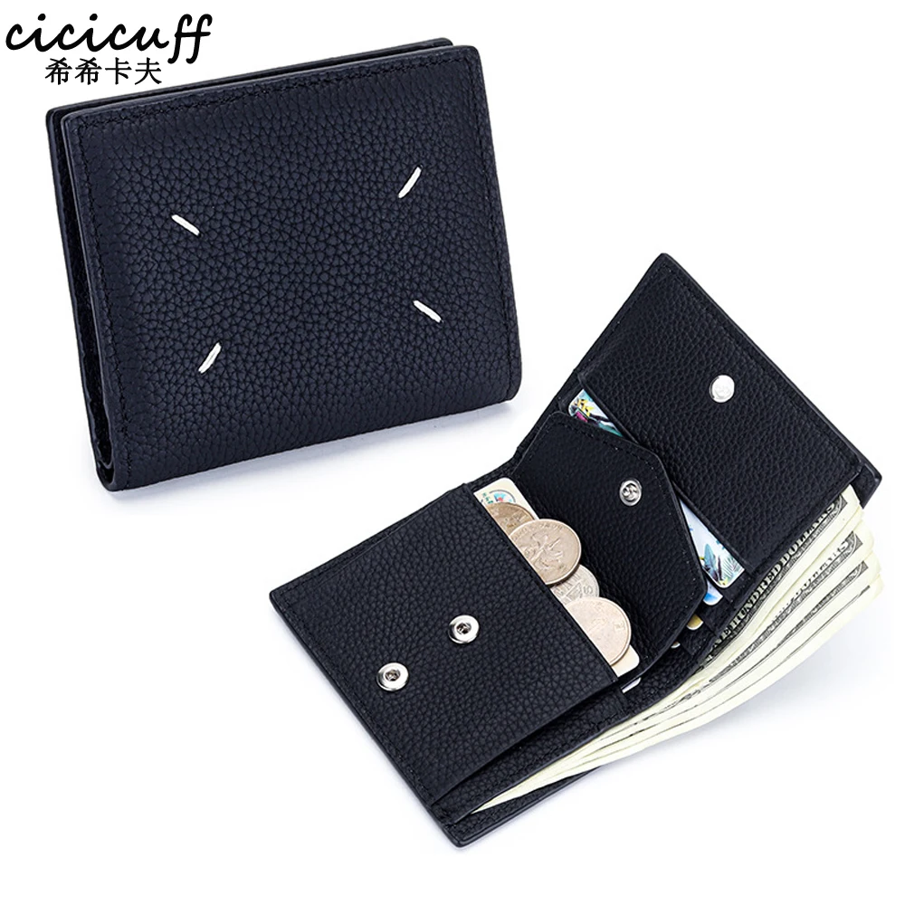 

Cowhide Short Small Wallet Women's Fold Purse Multifunctional Leather Ladies Slim Wallets Bifold Coin Pocket Clutch Zero Purses