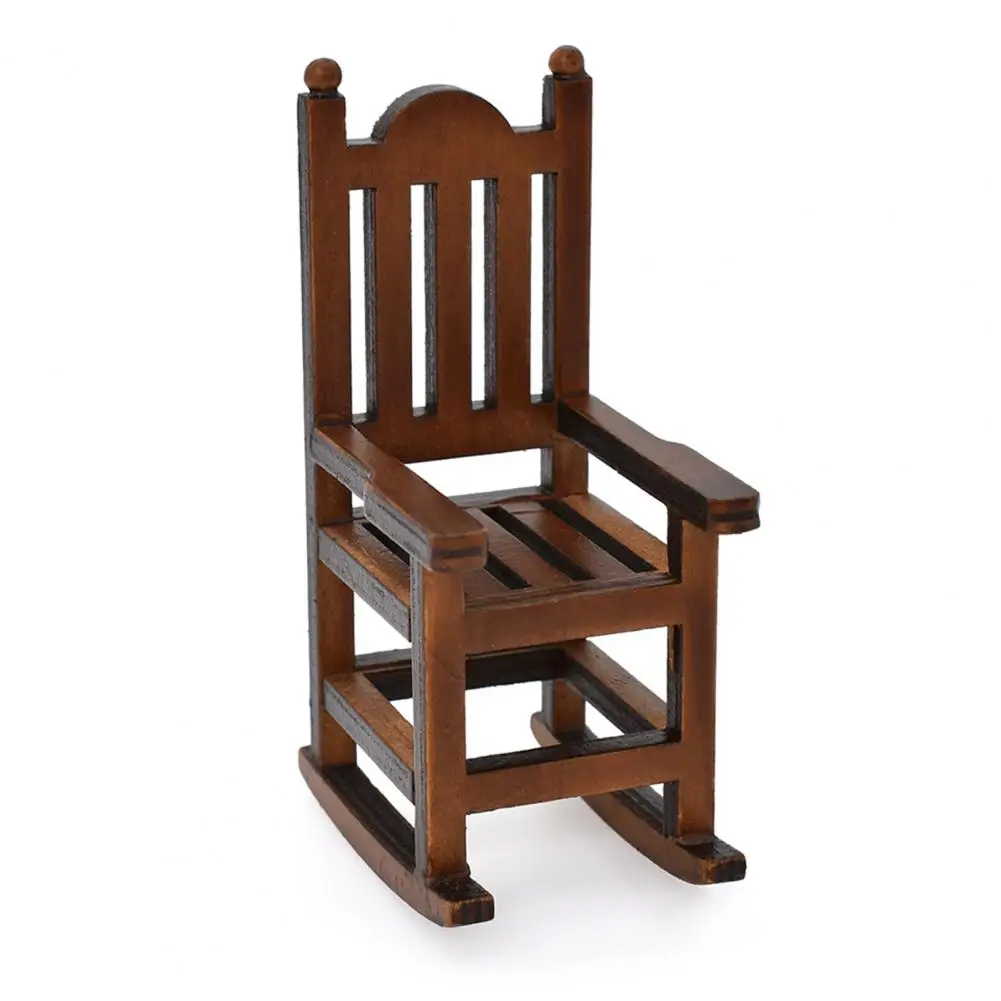 

Simulation Chair Excellent Practical Smooth Surface Birthday Gift Miniature Rocking Chair Dollhouse Stool