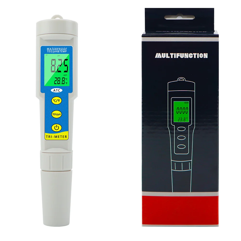 

Portable Water Quality Tester Acidometer 0.01 0-14 Digital Temp PH TDS Meter with ATC for Aquarium Drinking Water