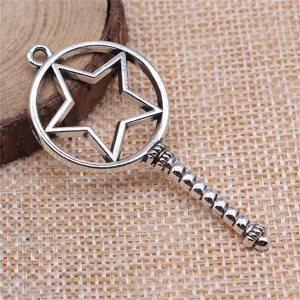 

50pcs 55x25mm Magic Wand Epoxy Alloy Frame Charm DIY Antique Silver Color Antique Bronze Color For Jewelry Making