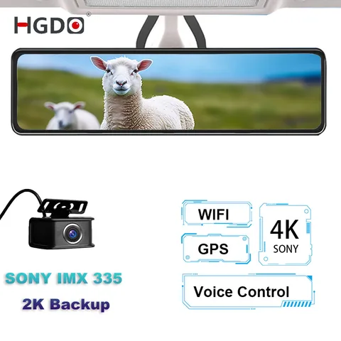 Зеркало заднего вида HGDO M420 4K SONY IMX415, передний видеорегистратор с камерой заднего вида 2K SONY IMX335, Автомобильный видеорегистратор, рекордер, Wi-Fi, GPS, 24-часовой монитор