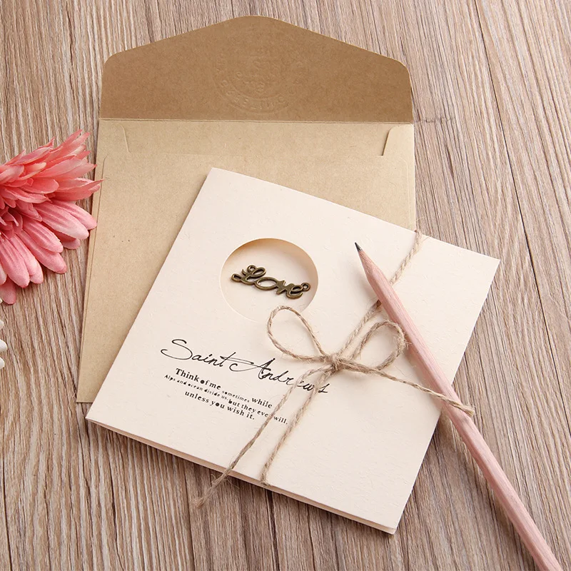 

Retro Happy Birthday Greeting Card Creative Teachers' Day with Envelope Message Board Mother's Day Wedding Invitation Cards