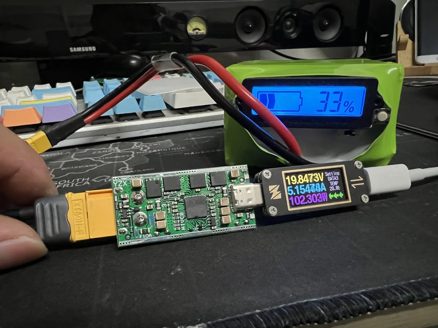 Модуль быстрой зарядки IP2368 100W с двунаправленной поддержкой PD 3.0, плата быстрой зарядки с функцией повышенияпонижения напряжения для 4S литиевых аккумуляторов, разъем XT60 на Type-C USB (art.: 3920d985b0d8a) - 3920d985b0d8a