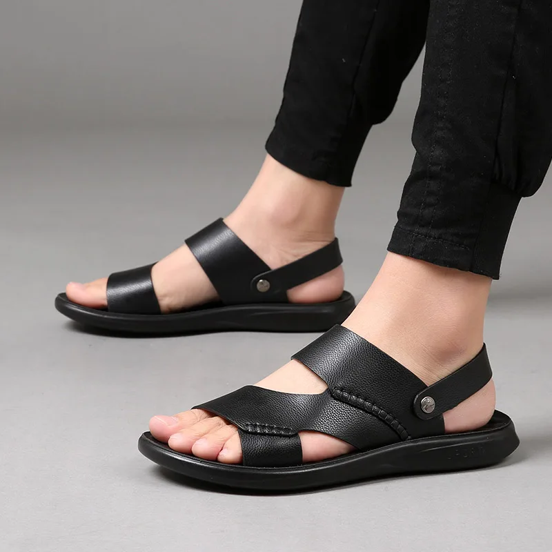 Летние мужские деловые сандалии кожаные пляжные для улицы прямые продажи с