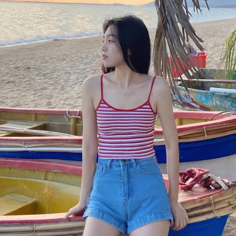 

Women Multi Striped Cami Top In Red