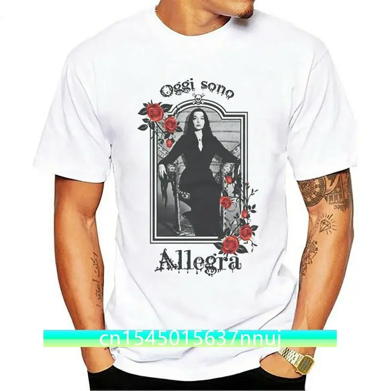 ФУТБОЛКА ЖЕНЩИНА MORTICIA ADDAMS OGGI SONO ALLEGRA GEN0541