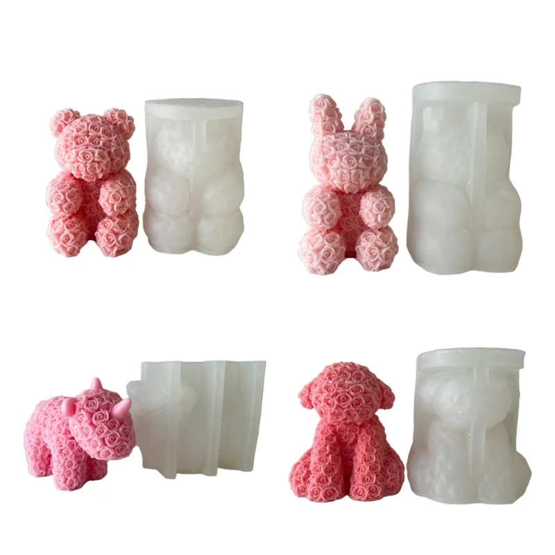 

41QC роза серии силиконовая формочка в виде животного Diy Кролик Медведь декоративная форма