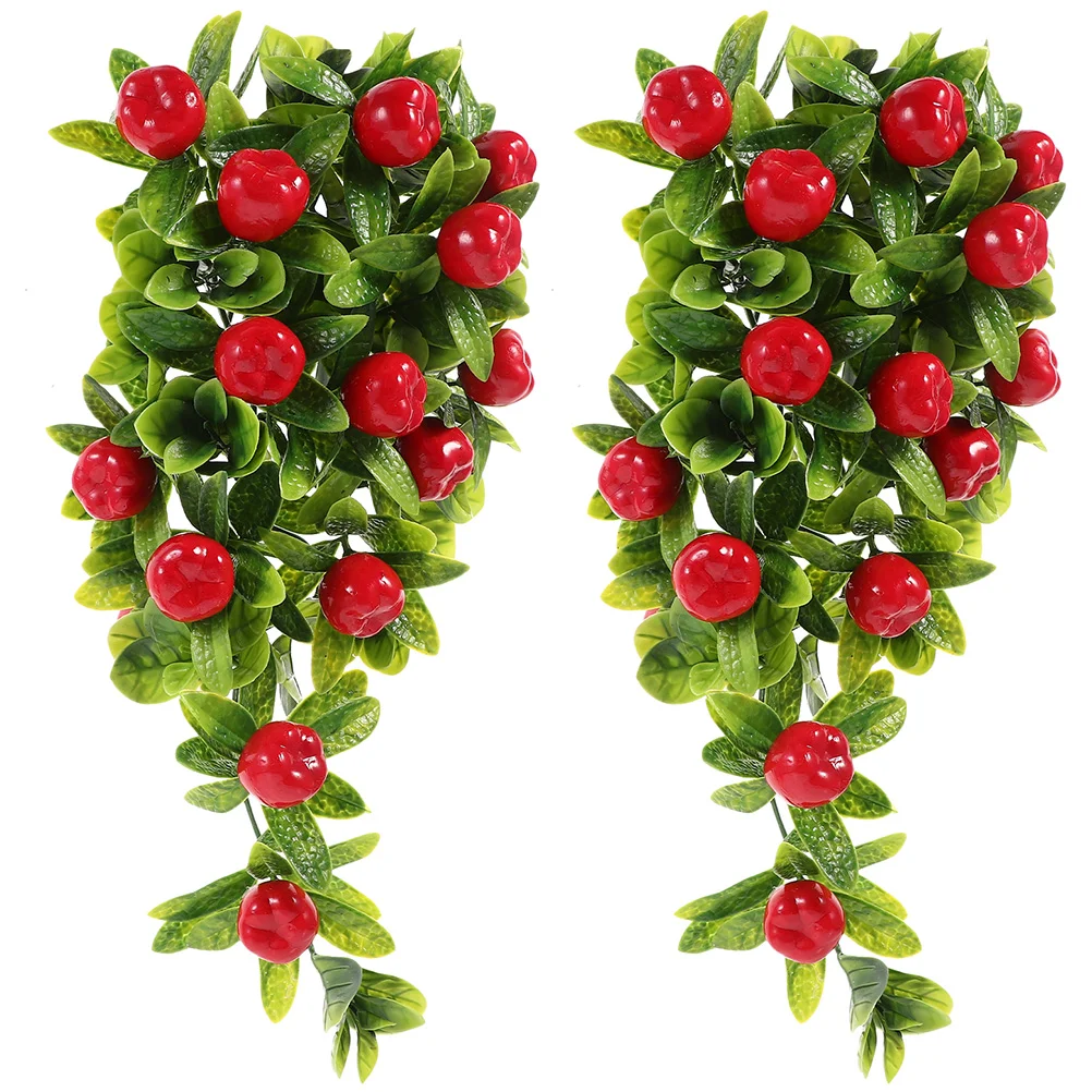 

2 Pcs Fruit Prop Artificial Fruits Fake Rattan Puzzle Hanging Plastic Lifelike Adorn Child Wall Decoration