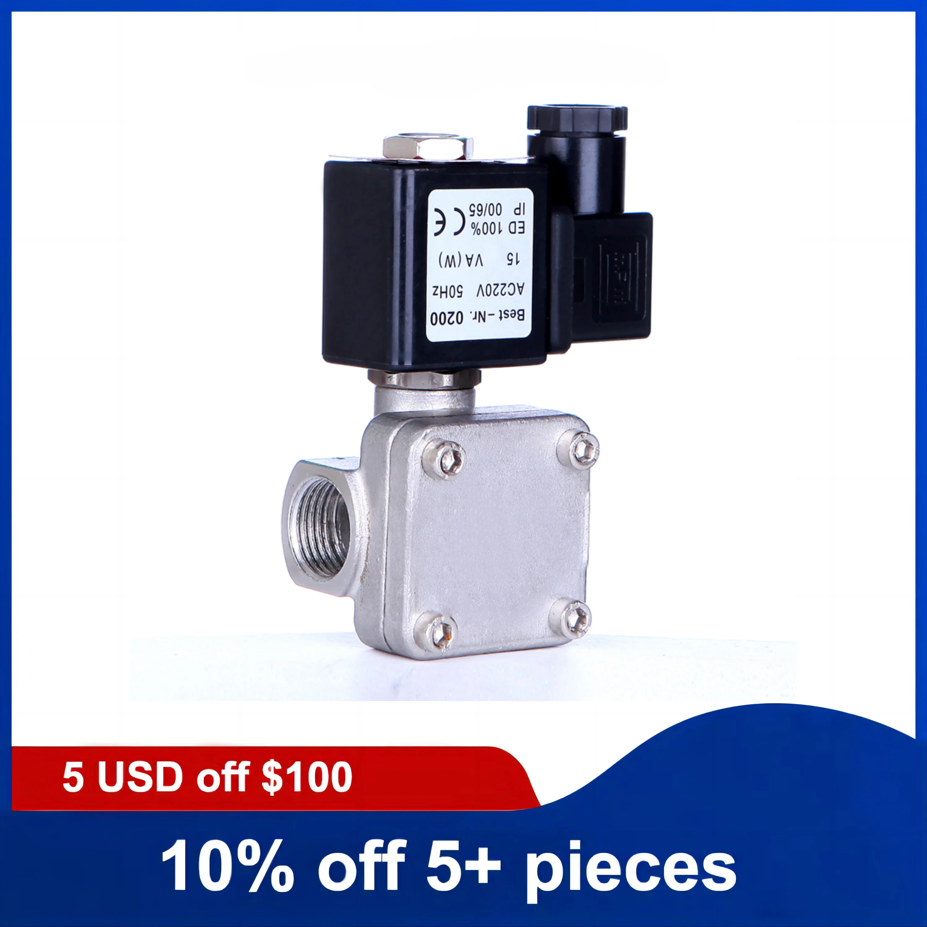 

1/2 дюйма, нормально закрытый электромагнитный клапан из нержавеющей стали, 16 бар, 220 В, 12 В, 24 В, электромагнитный клапан высокого давления