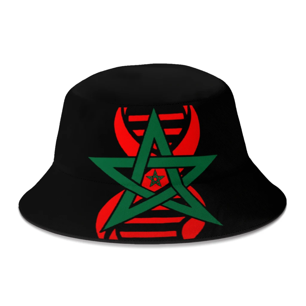 

2022 New Summer Moroccan Flag Its In My Dna Morocco Bucket Hat for Women Men Outdoor Foldable Bob Fisherman Hat Panama Sun Cap