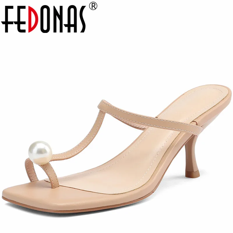 

Женские туфли-лодочки с жемчугом FEDONAS, желтые туфли на тонких высоких каблуках с узкими ремешками, элегантная обувь для выпускного вечера на лето 2023