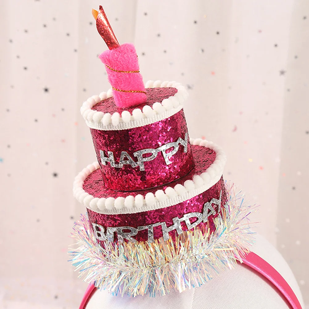 

Party Child Headdress Birthday Headband Pink Cake Decorations Funny Hair Accessory