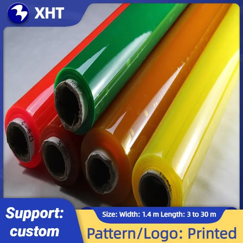 

0.3MM Neon Red Yellow Green Clear Transparente PVC Vinyl Fabric Soft Glass Cloth Waterproof For Bag Bow DIY 30*120cm Roll