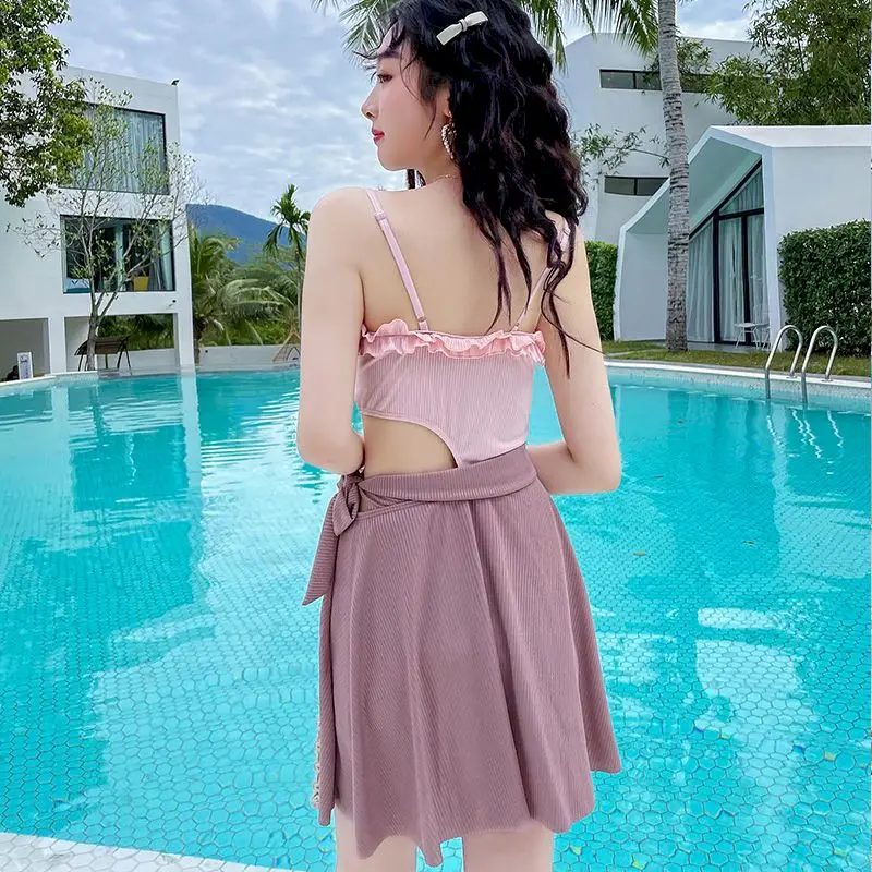 Женский слитный купальник искусственная кожа корейский женский сплошной