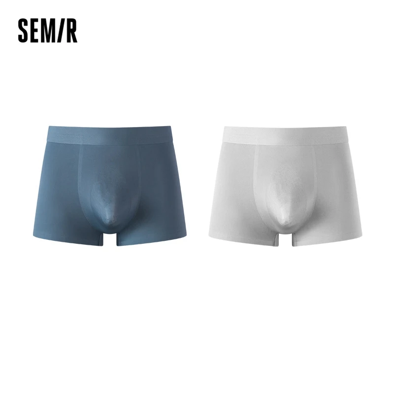 

Semir Underwear Men Ice Silk Seamless Shorts Youth Breathable Boxers Solid Flat Leg Briefs