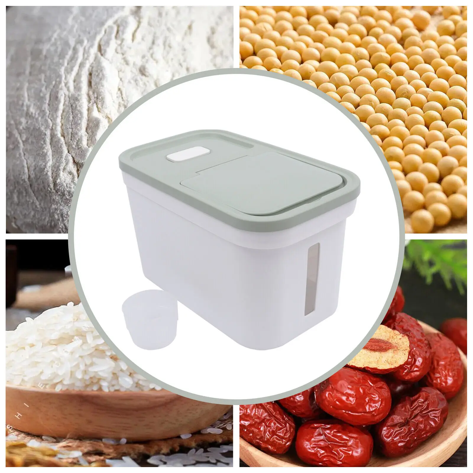 

10 Kg Large Flour Grain Container Sealed Rice And Bean Packaging Machine Food Storage Tank organizers storage
