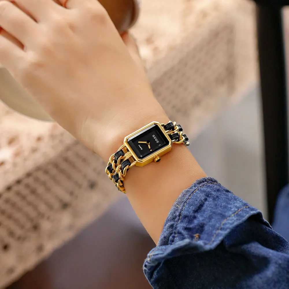 Ladies Watch 2022 New Style Bracelet Watch Simple Niche Square Braided Strap Retro Female Watch