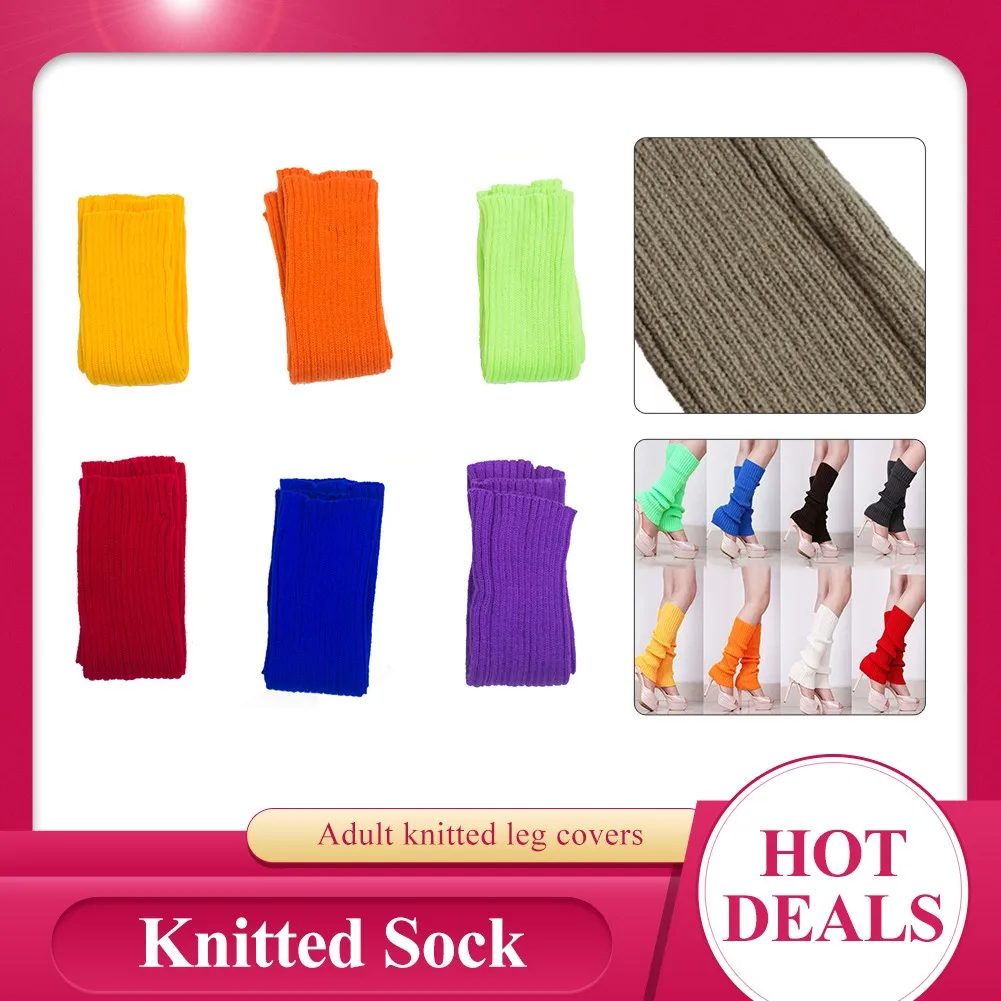

Women Punk Knit Leg Warmers Long Socks Elastic Knee High Tights Warm Tight Gothic Style Hip-hop 2021 Autumn Winter Warmer Socks