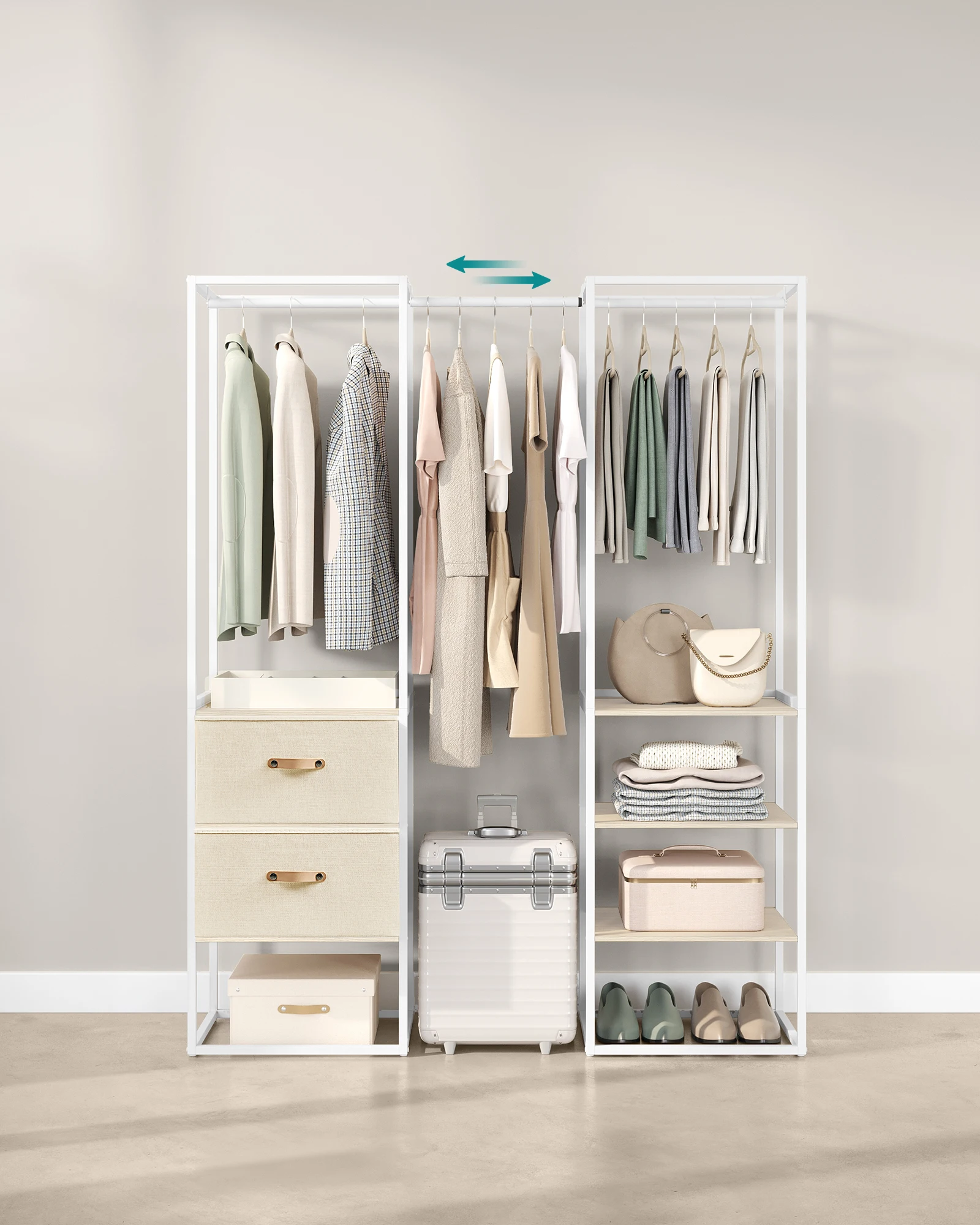 SONGMICS простая сборка металлическая вешалка для одежды с полками спальни