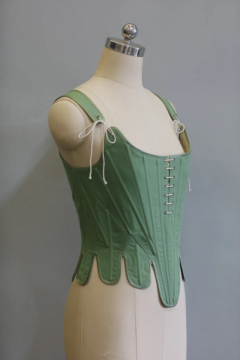 78-94 см бюст весна осень женский 1780-х годов винтажный зеленый хлопковый льняной