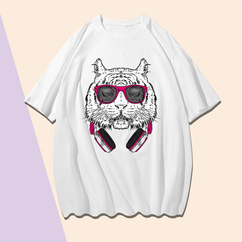 

Футболка мужская с принтом тигра и гарнитуры в стиле хип-хоп