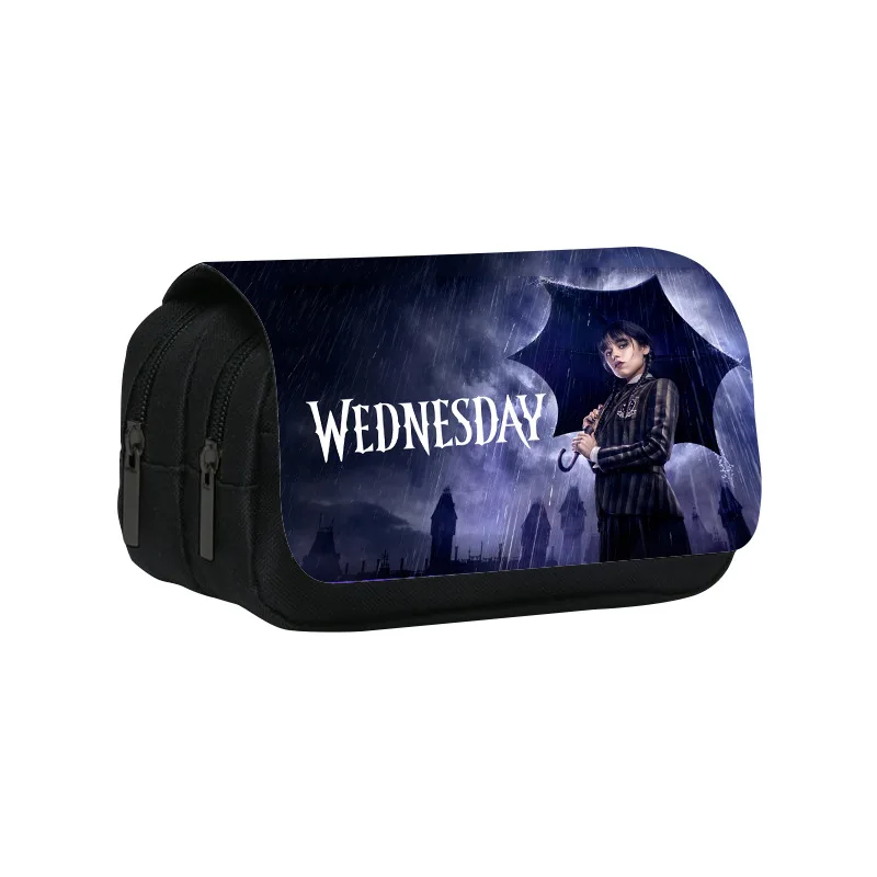

New Wednesday Addams film and television around the print double pencil pouch elementary school students stationery bag