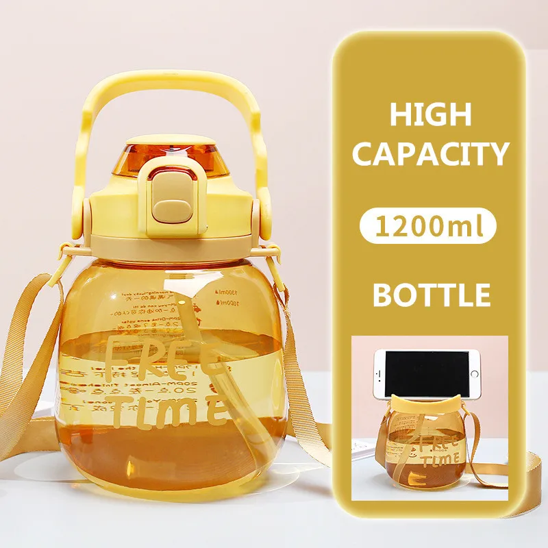 

1200ML Cute Bear Cup Large Capacity Handy Cup Lovely Big Belly Portable Travel Outdoor Sports Water Bottle Plastic Accessories