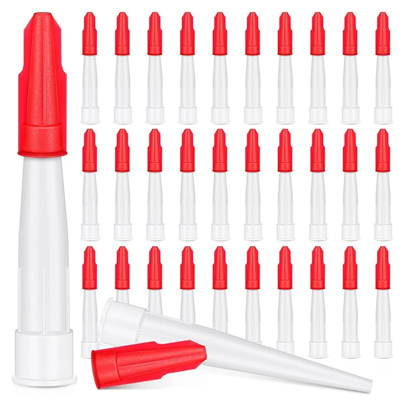 

30 Pairs Caulk Nozzles Caps Set Plastic White Caulk Nozzles and Red Caulk Caps Nozzle Caps Adhesive Sealant Tool