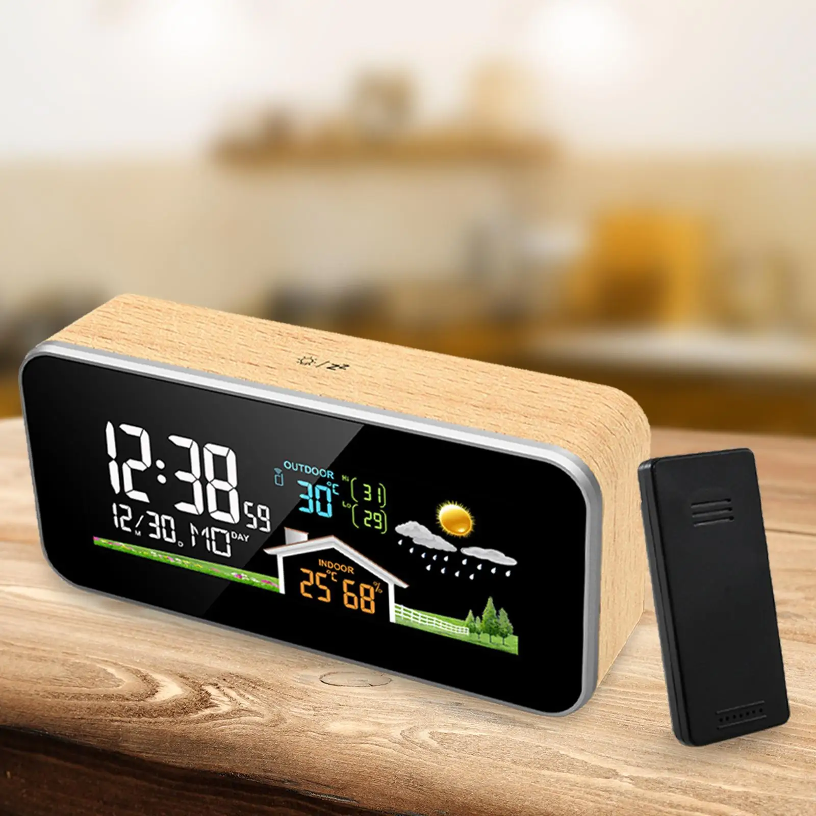 

Weather Station Alarm Clock Adjustable Brightness for Shops Office Bedroom