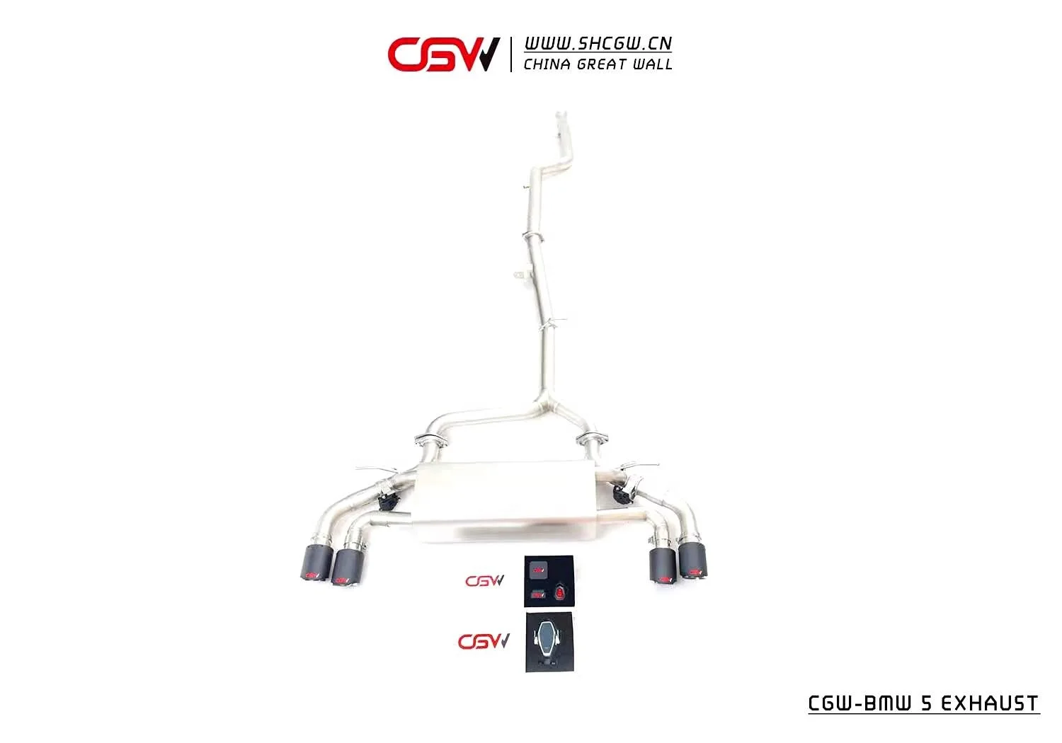 Фото Выхлопная система Wild Owling Sound из нержавеющей стали 304 с карбоновыми насадками для BMW 530i 2021 года выпуска №3