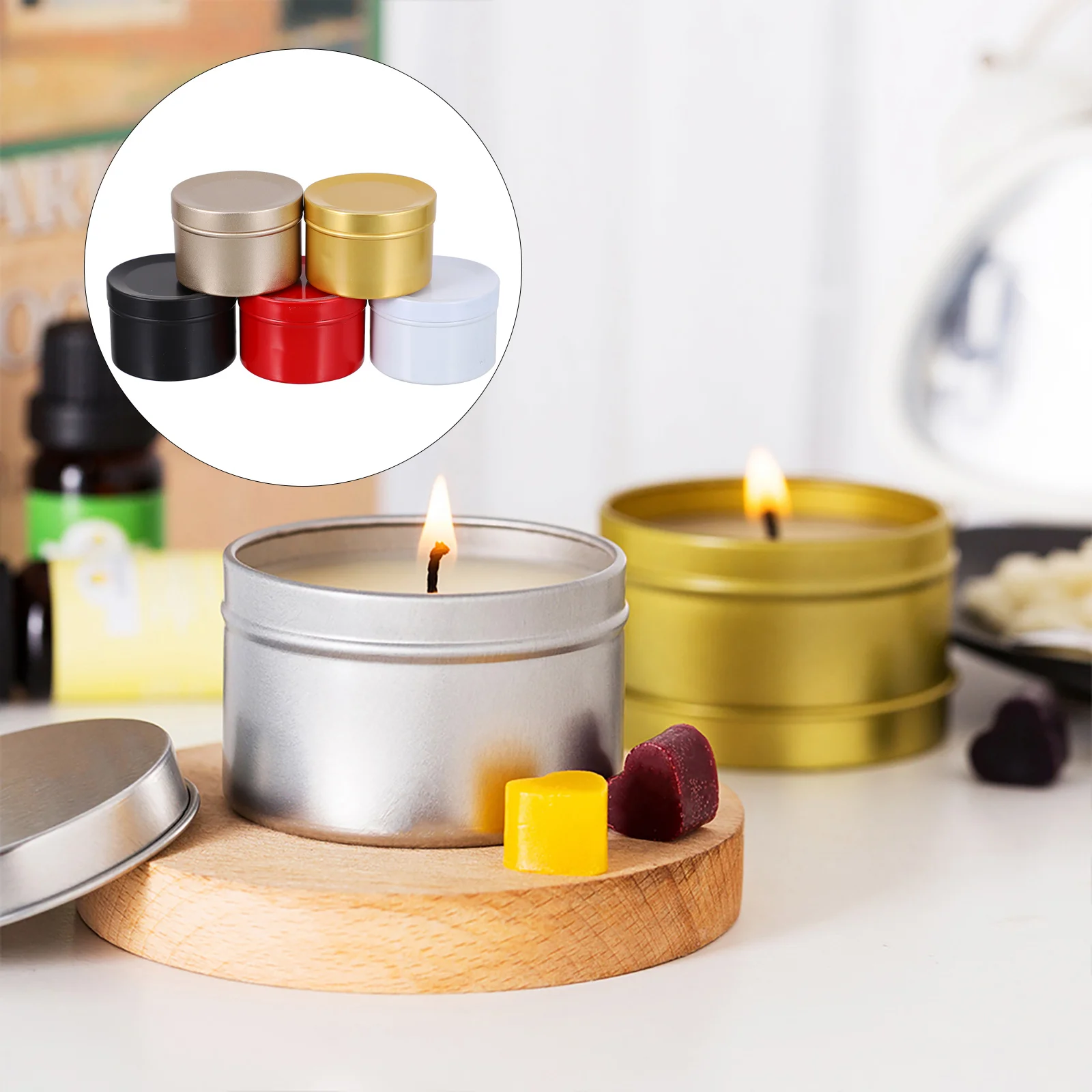 

Tins Candy Box Tin Christmas Metal Empty Storage Case Aromatherapy Wax Container Cups Scented Canister Jars Refillable Cans