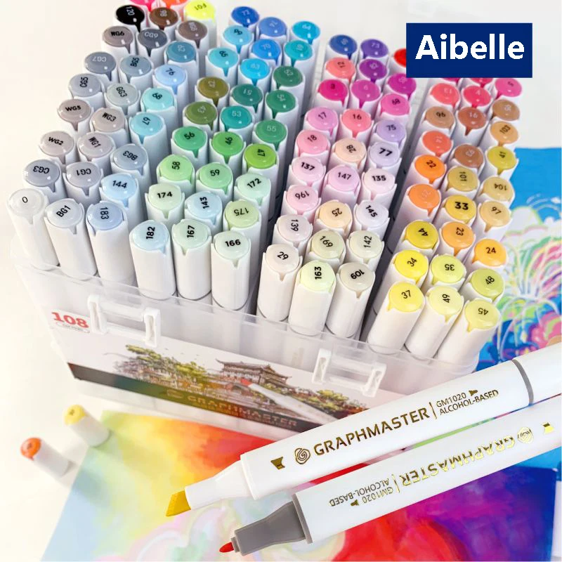 

30/40/60/80 Color Markers Alcohol Felt Pen Manga Sketching Markers Dual Brush Art School Supplies Drawing Set School Supplies