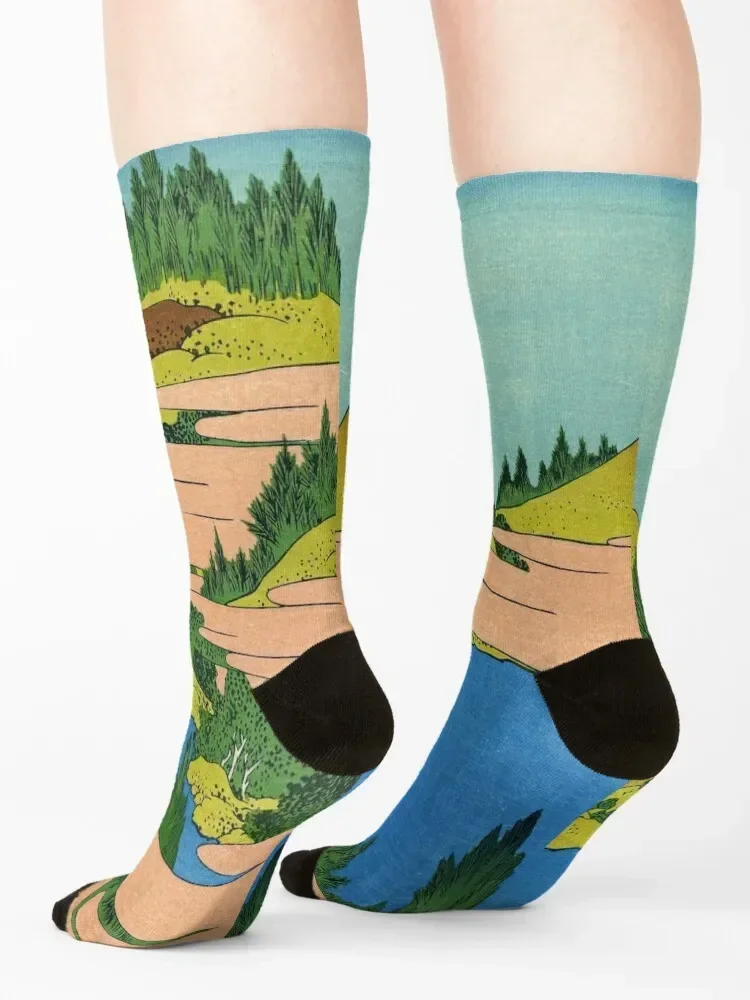 Озеро Хакона в провинции Sagami от Katsushika Hokusai Комплект носков Противоскользящие